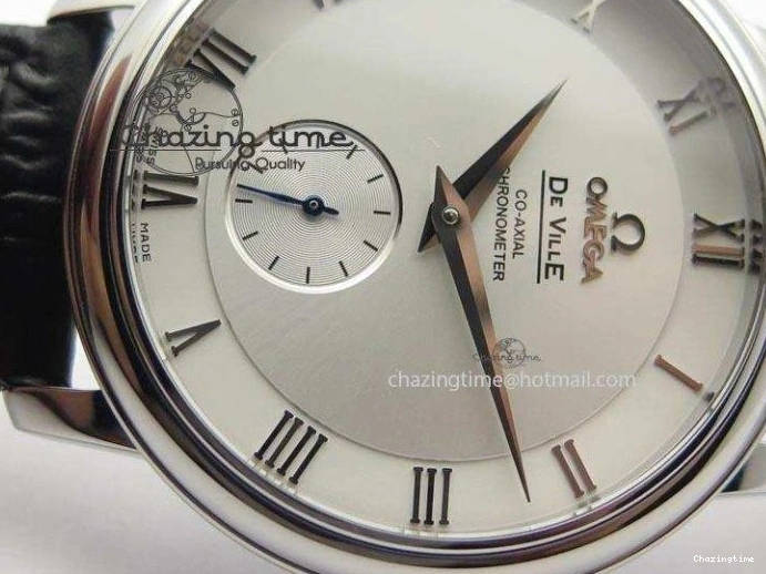 0814 De Ville MK 1:1 Best Edition SS White Dial On Black Leather Asian Seagull T1701 (Sec@6) Sporty 8244